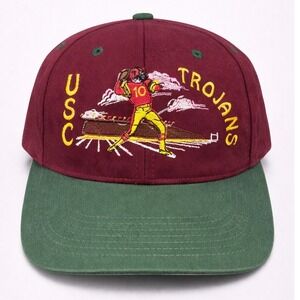 RARE Vintage USC Trojans Snapback Hat KC Cap Maroon Green Nothing But Roses NCAA